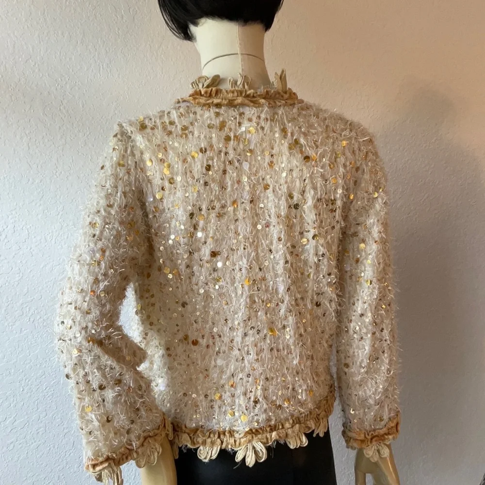 Sequined Cream Women's Blazer Jacket